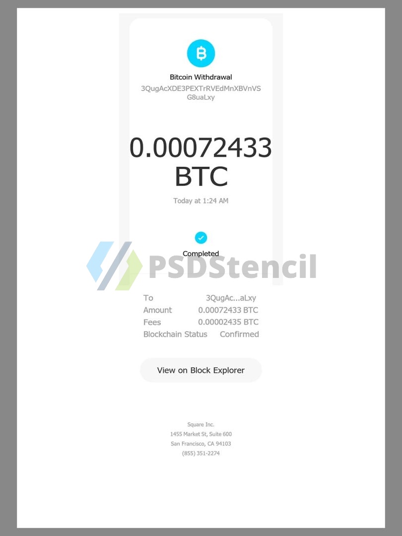 Cash app bitcoin withdrawal Statement加密币提取证明word/pdf模板-九流网络