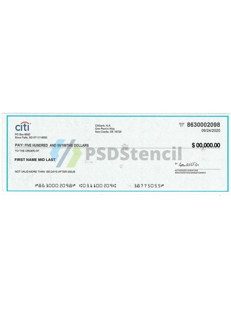Citibank Cheque Statement银行账单/KYC地址证明psd模板 V1-九流网络