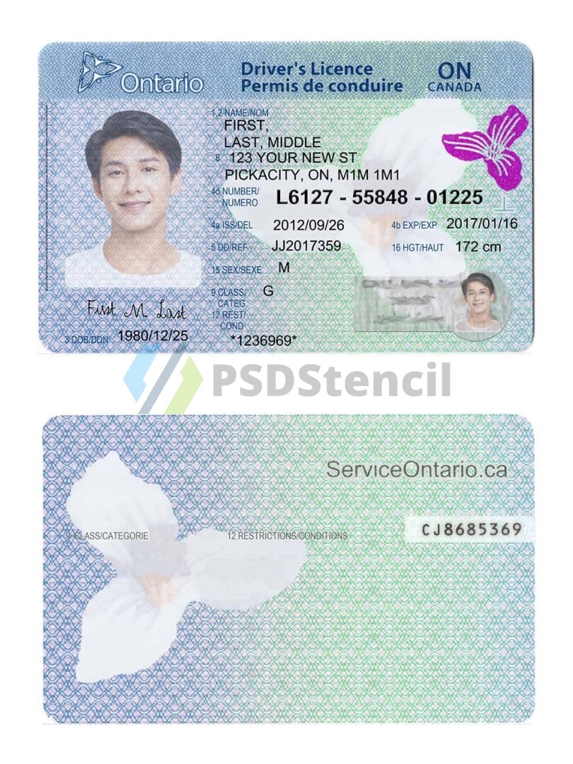 北美|Canada加拿大Ontario DL安大略省驾照/驾驶证PSD/Photoshop/PS模板-九流网络