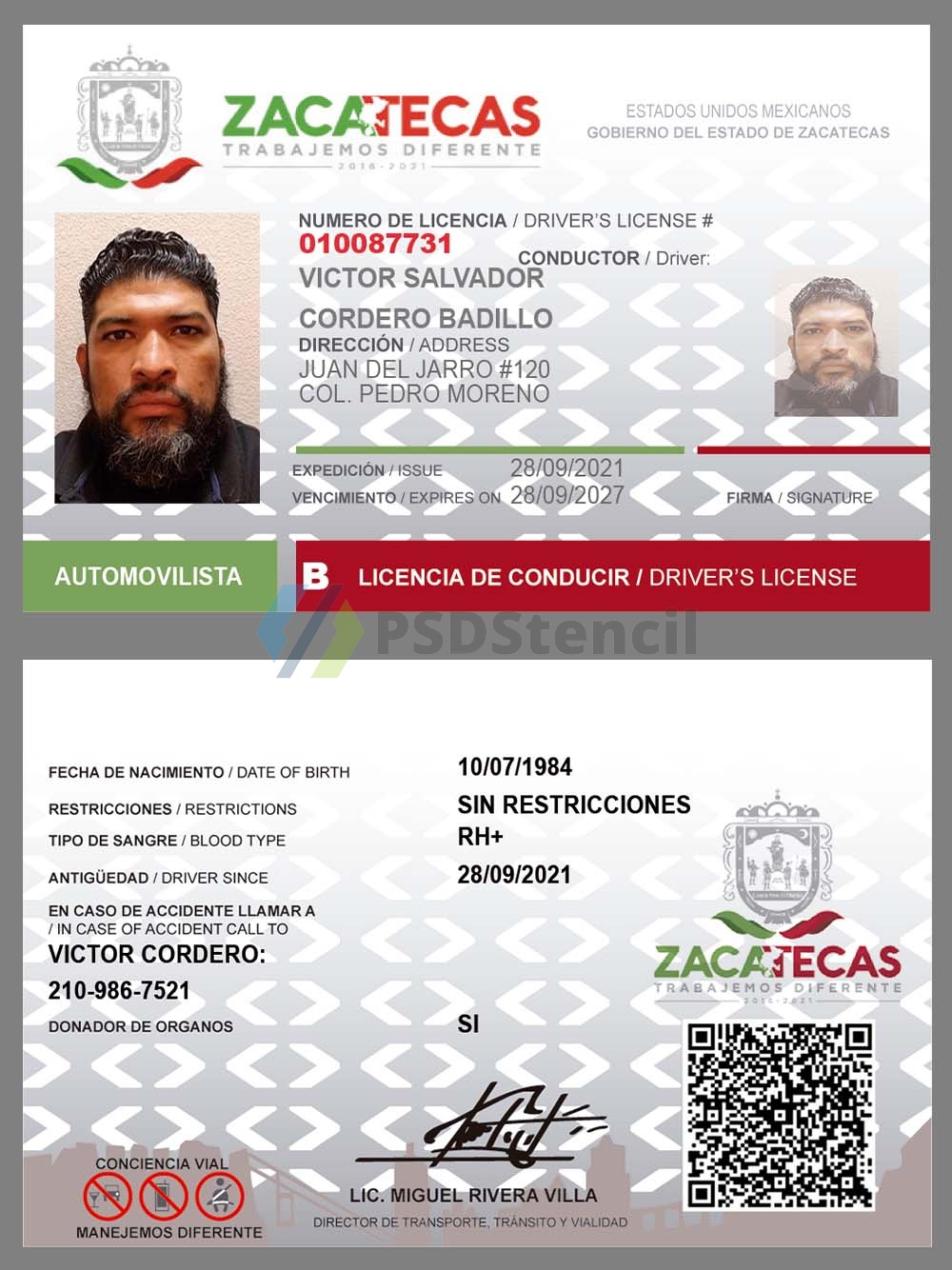 北美|Mexico Driver License墨西哥驾照/驾驶证PS/PSD模板（打印版）-九流网络