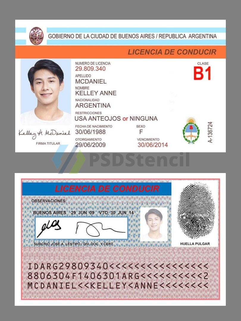 南美|Argentina DL阿根廷驾照/驾驶证PSD/Photoshop/PS模板-九流网络