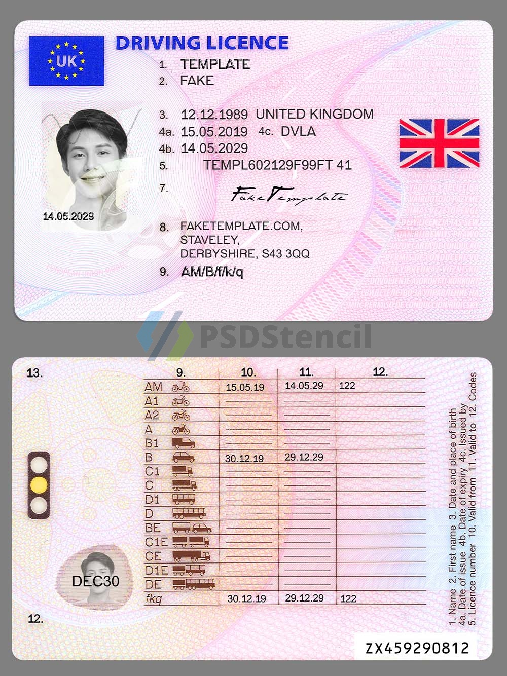 欧洲|UK Driver License Template英国驾照/驾驶证PS/PSD模板（高清V3版）-九流网络