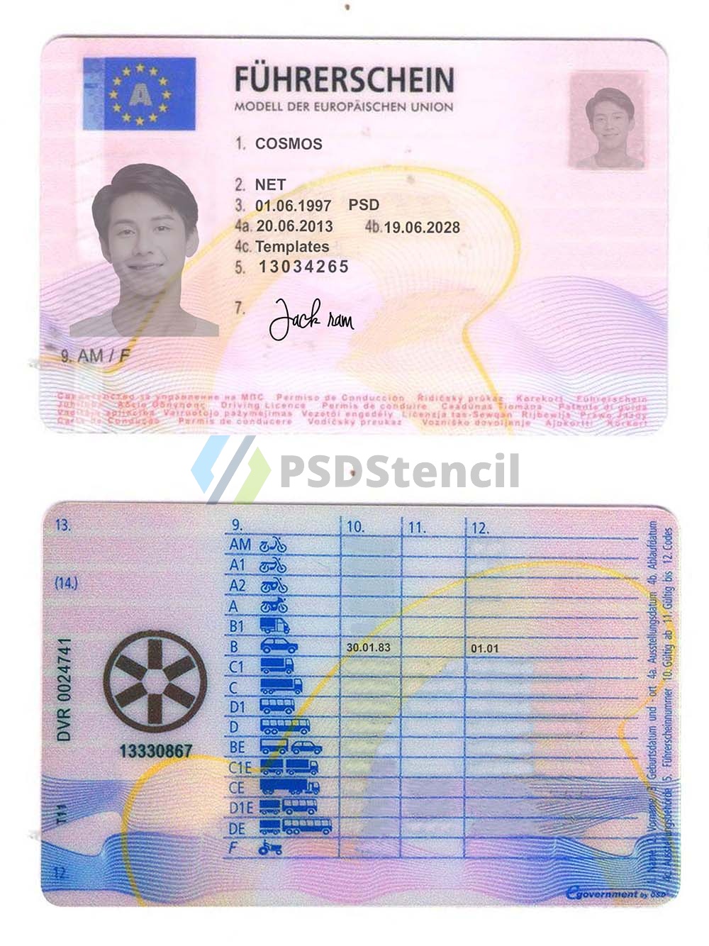 欧盟|Austria Driver License奥地利驾照/驾驶证PS/PSD模板（V2）-九流网络