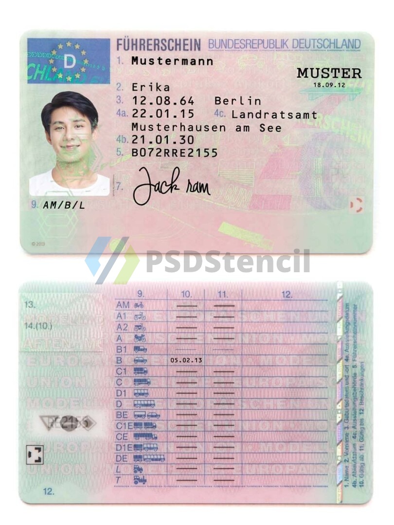 欧盟|Germany DL德国驾照/驾驶证PSD/Photoshop/PS模板-九流网络