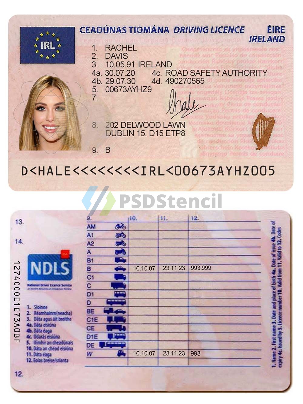 欧盟|Ireland DL爱尔兰驾驶证/驾照PSD/photoshop模板 | 九流网络-九流网络