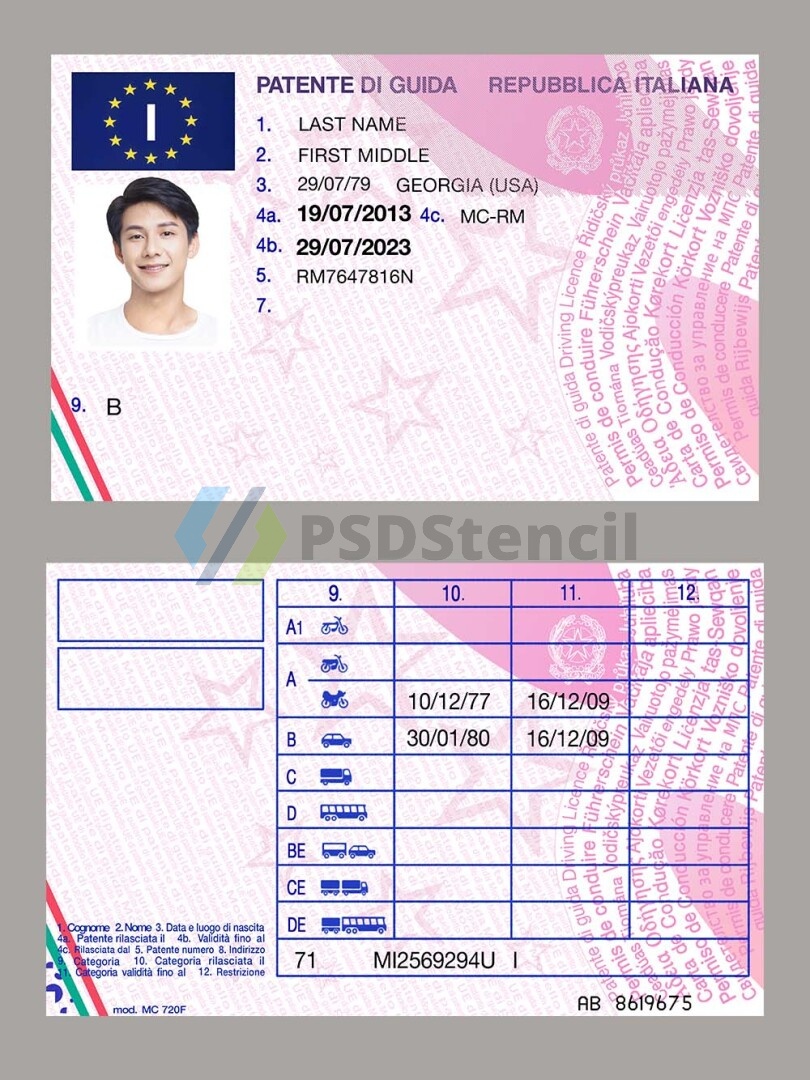 欧盟|Italy DL意大利驾照/驾驶证PSD/photoshop模板（V1）-九流网络