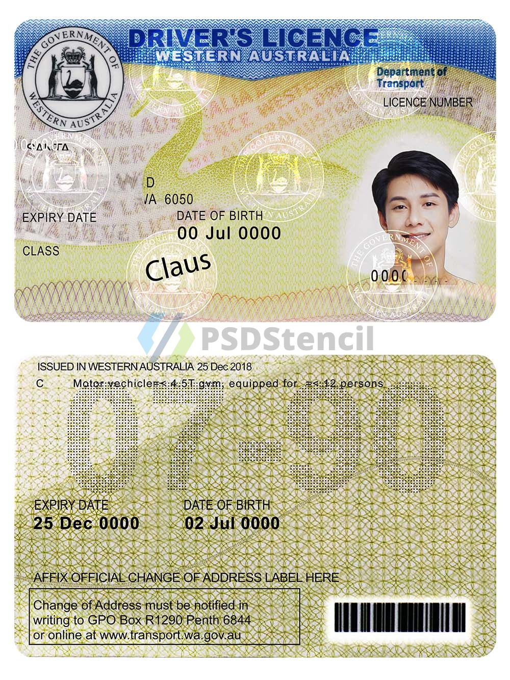 澳大利亚| Western Australia Driver License西澳驾照/驾驶证PS/PSD模板-九流网络