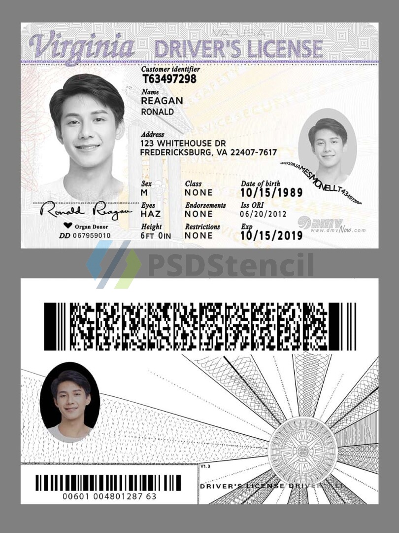 美国|Virginia DL弗吉尼亚州驾照/驾驶证PSD/Photoshop/PS模板(打印版)-九流网络