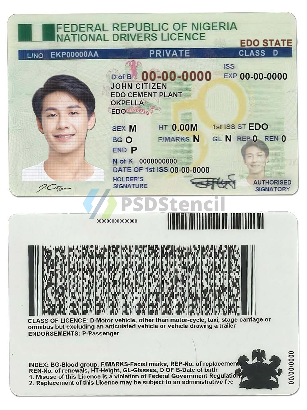 非洲|Nigeria Driver License Template尼日利亚驾照/驾驶证PS/PSD模板 | 九流网络-九流网络
