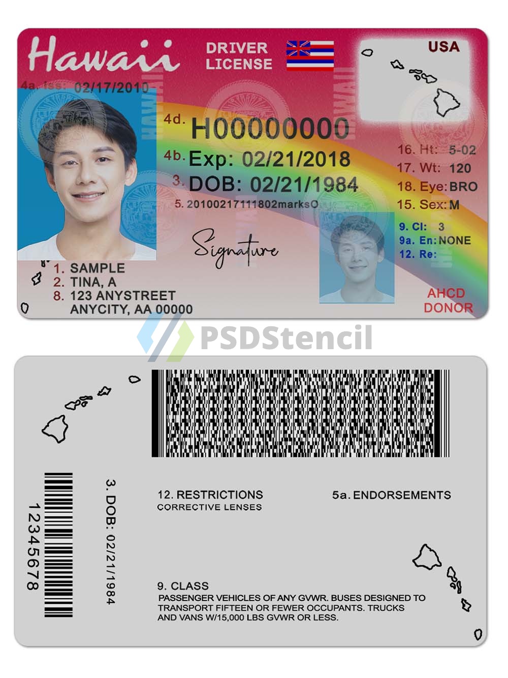 America|USA Hawaii Driver License美国夏威夷驾照PSD模板 (V3)-九流网络