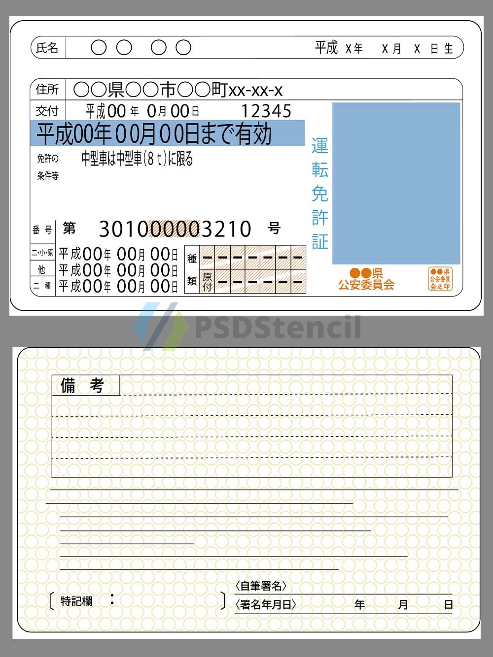 Japan Driver License Template日本驾照/驾驶证AI/EPS模板(V2版)-九流网络