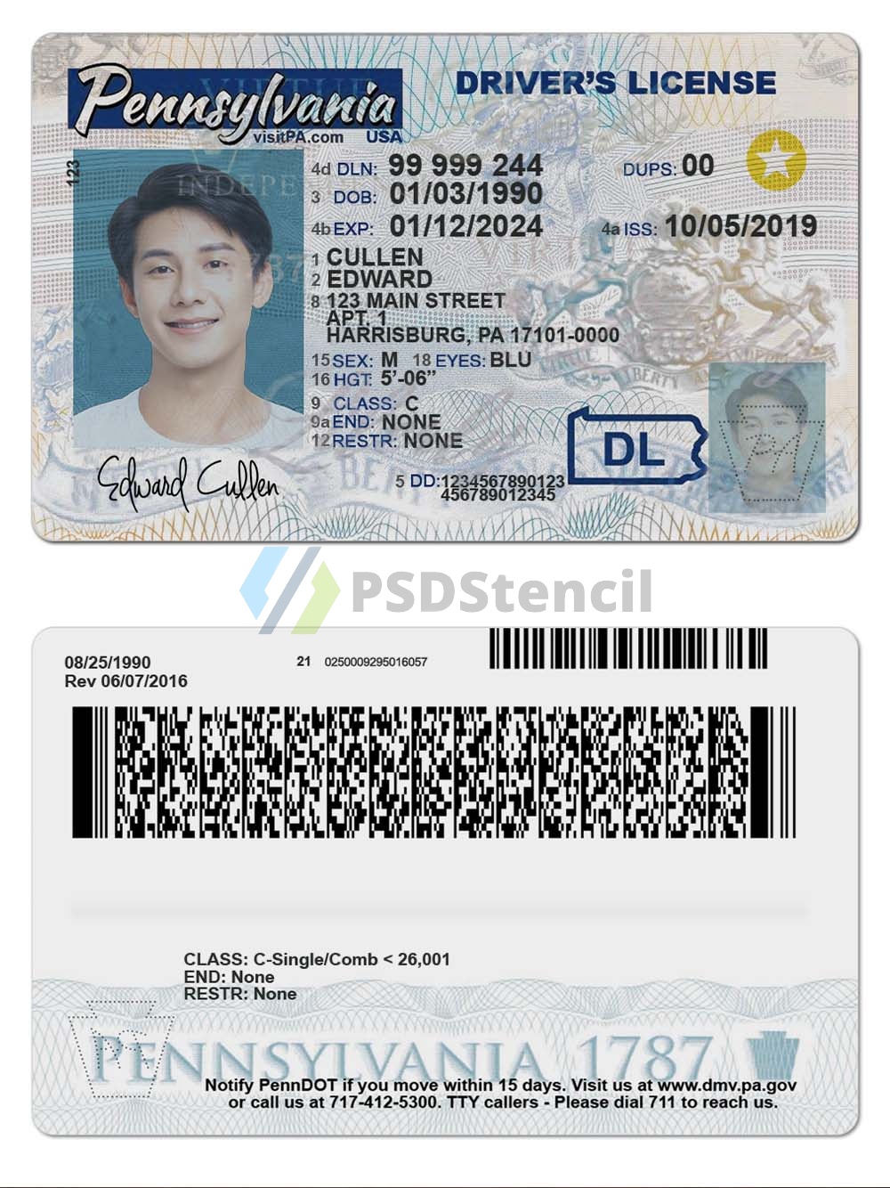 USA Pennsylvania DL美国宾夕法尼亚驾照/驾驶证PS/PSD模板(NEW) | 九流网络-九流网络