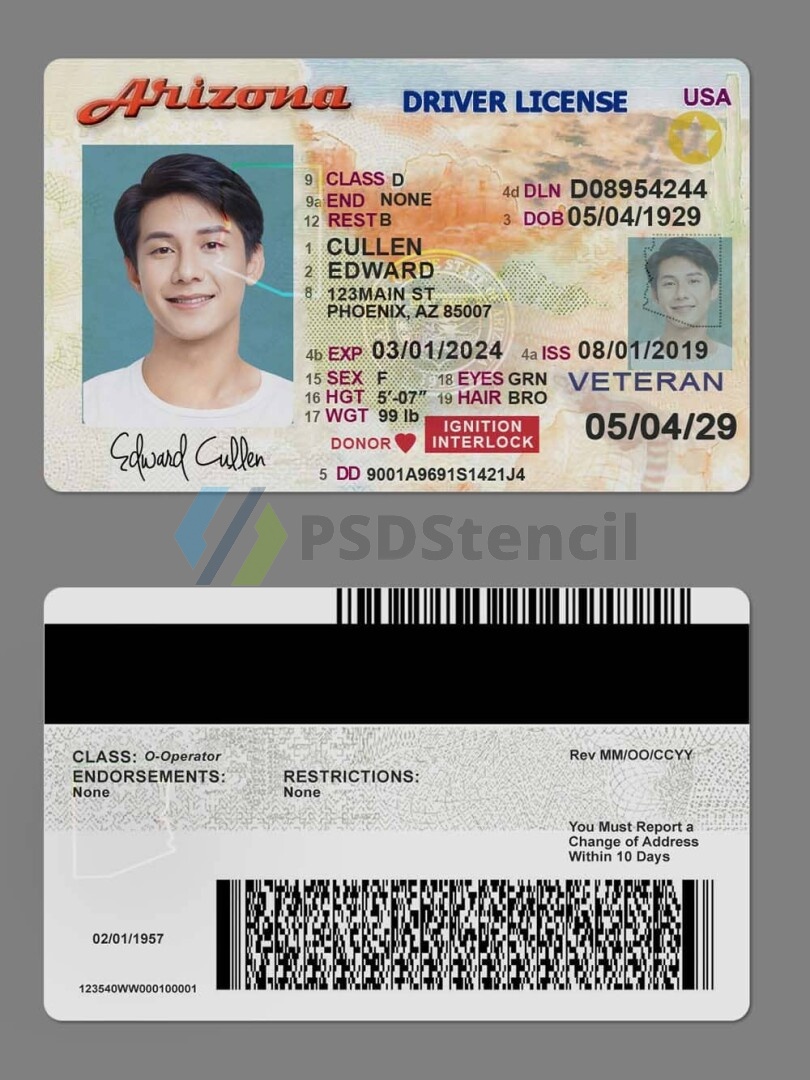 USA美国亚利桑那州Arizona DL驾驶证/驾照高质量PSD模板 | 九流网络-九流网络