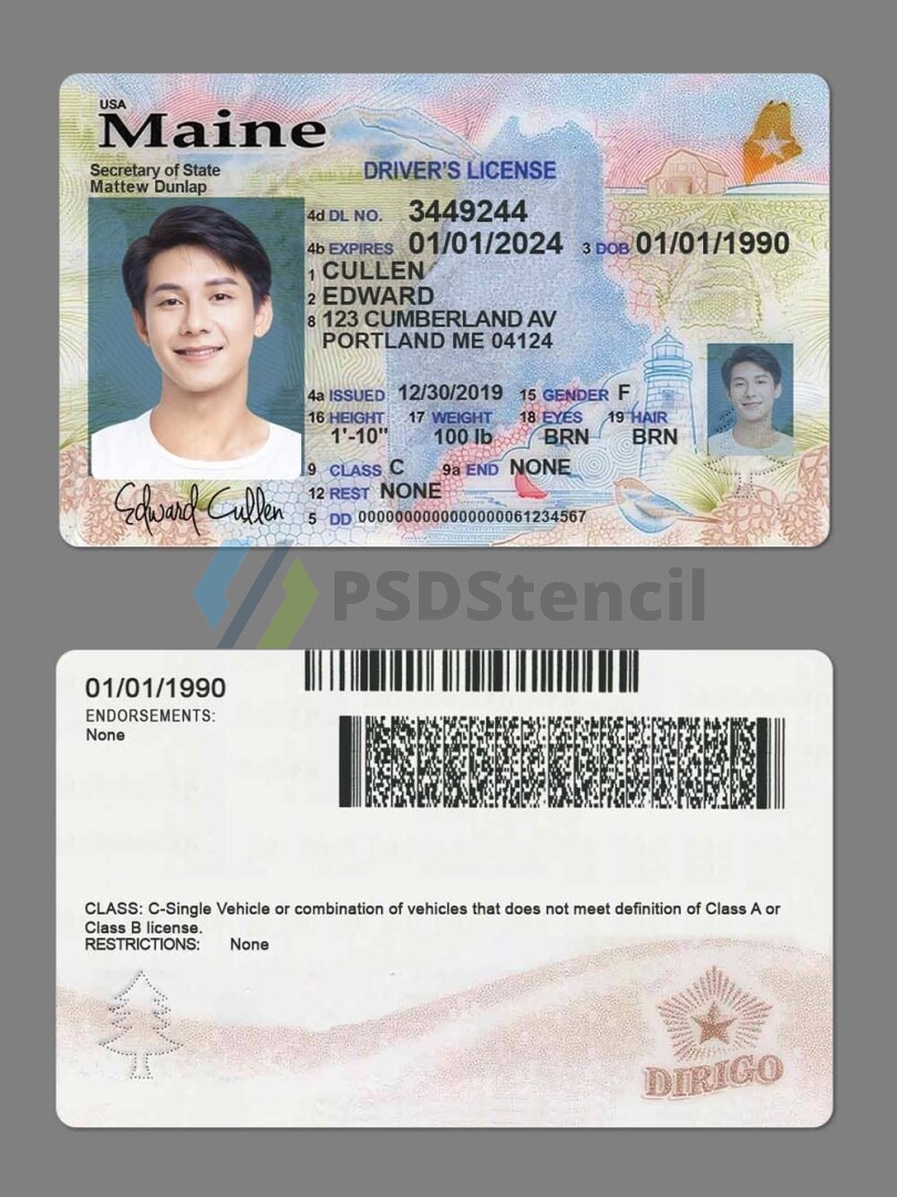 USA美国缅因州Maine DL新版驾驶证/驾照高质量PS/PSD模板-九流网络