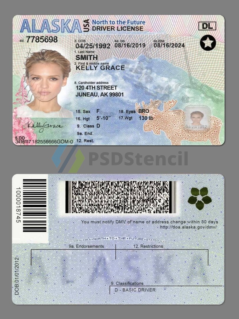 USA美国阿拉斯加Alaska DL新版驾驶证/驾照高质量PSD模板 | 九流网络-九流网络