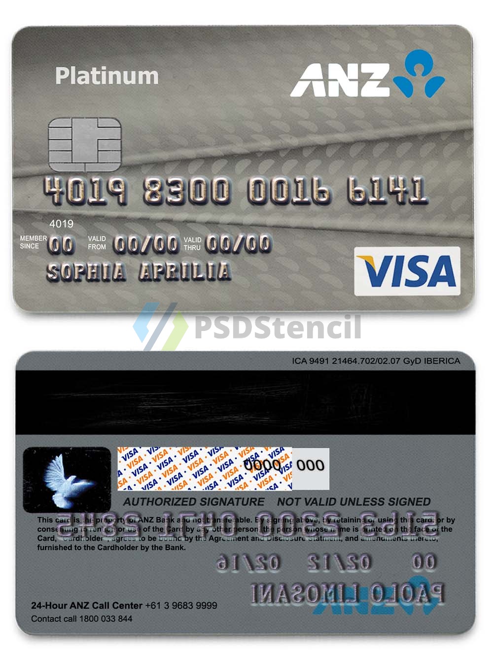 ANZ Bank Visa Platinum Card澳新银行维萨白金卡PS/PSD模板-九流网络