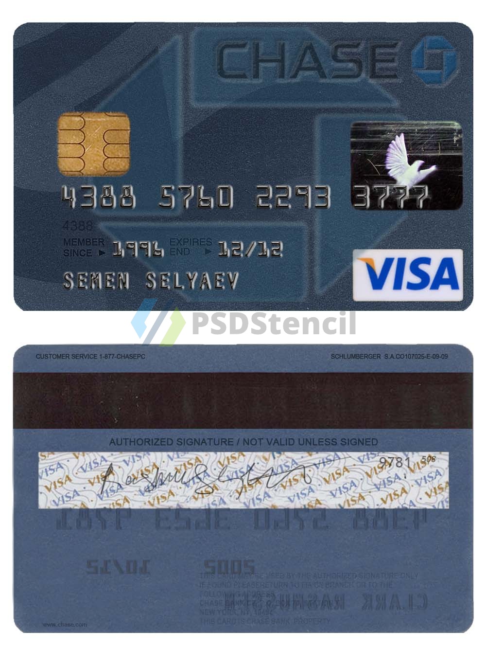Chase Bank Visa Card美国摩根旗下大通银行维萨信用卡PS/PSD模板-九流网络