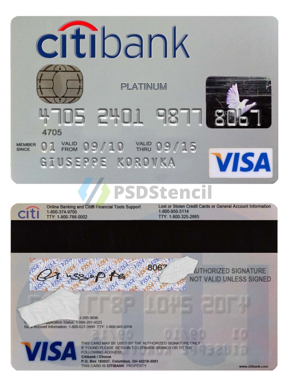 Citi Bank Visa Card花旗银行维萨卡PS/PSD模板（包含Mastercard版V2）-九流网络