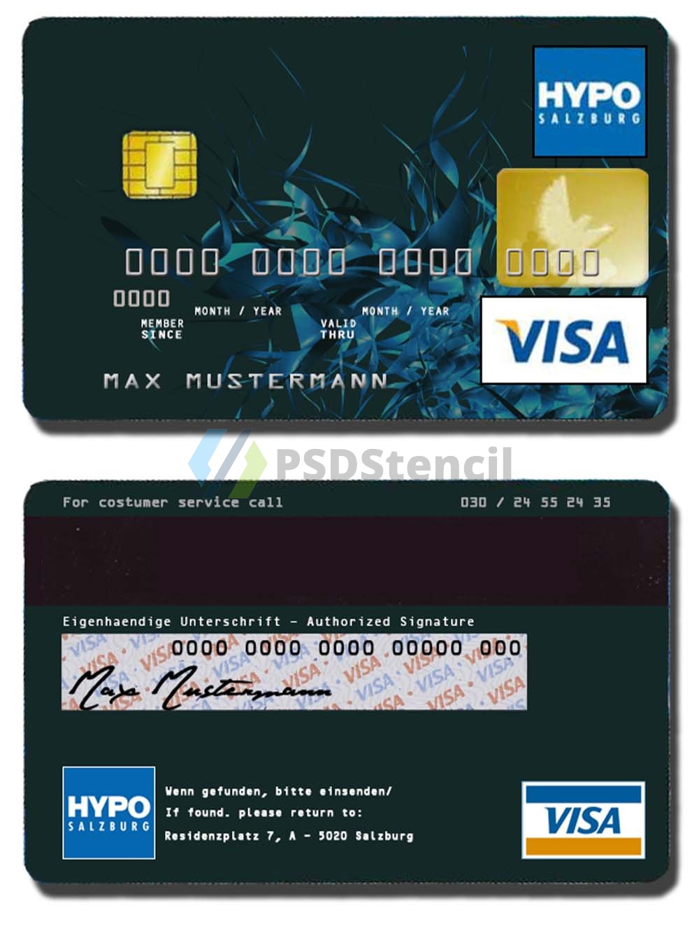 Hypo Bank Visa Card奥地利银行发行维萨卡PS/PSD模板-九流网络