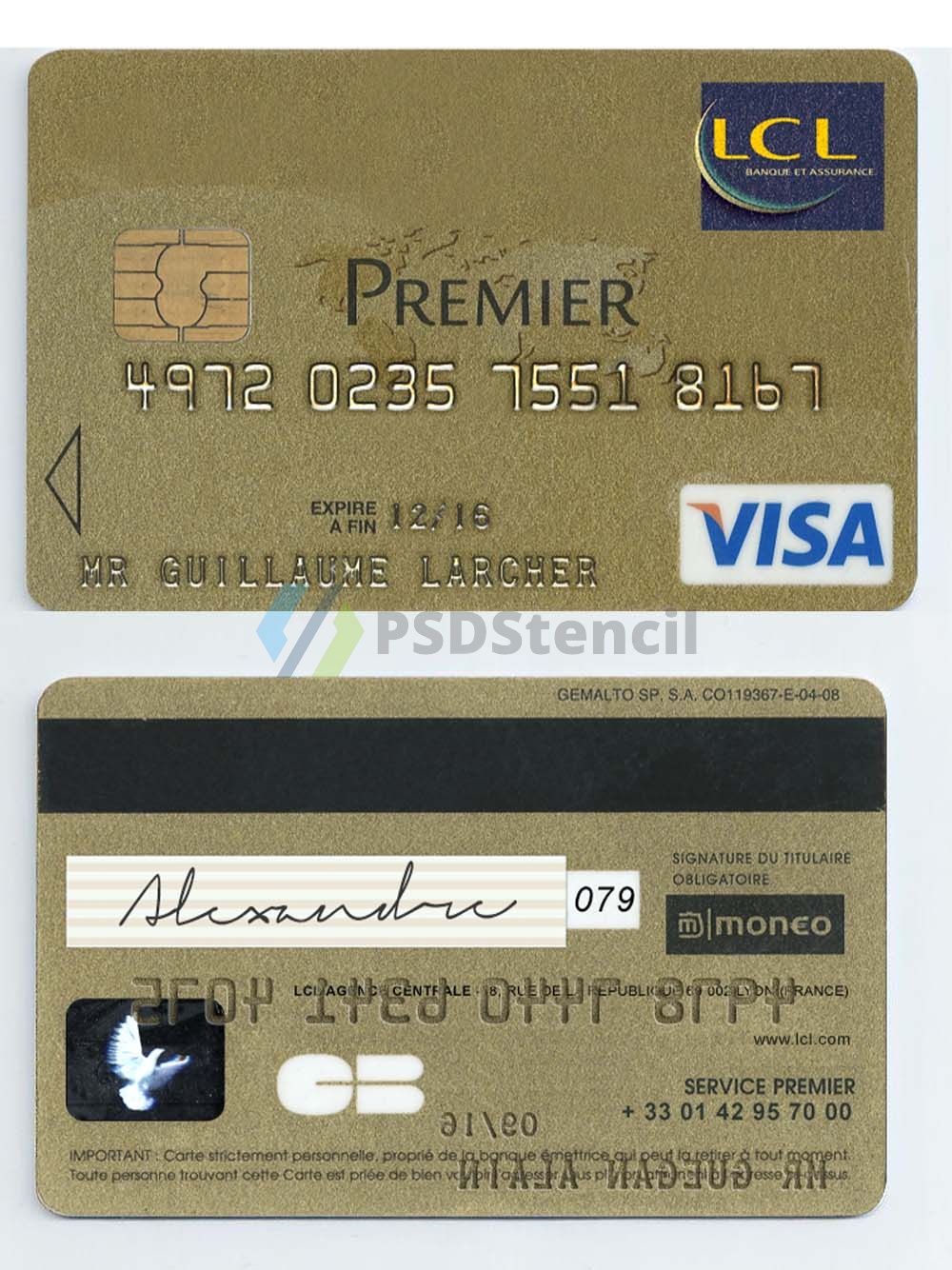 LCL Visa Premier Card法国银行维萨高端信用卡PS/PSD模板-九流网络