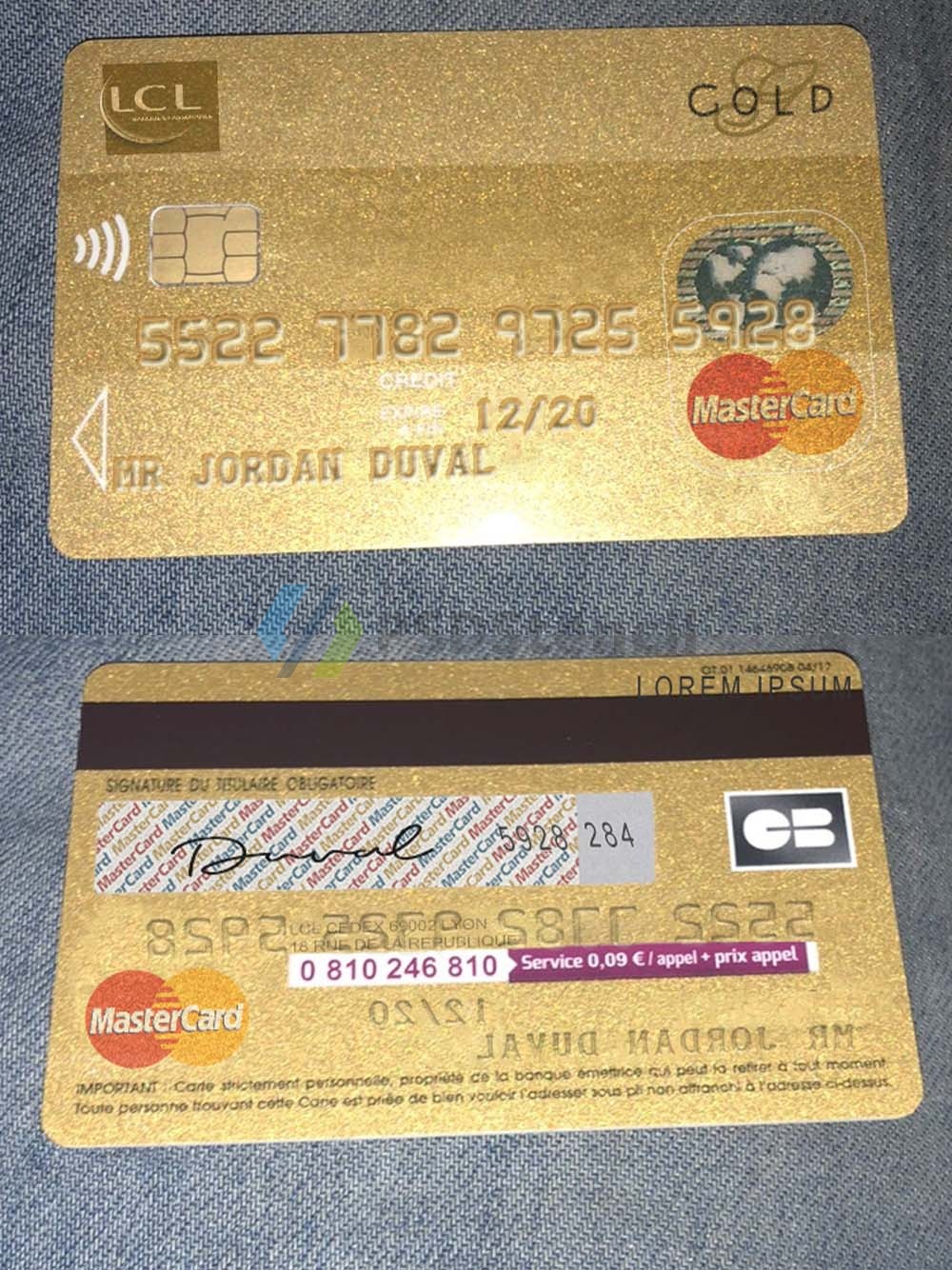 LCL Visa/Mastercard Gold Card 法国银行维萨/万事达金卡PS/PSD模板(V2版)-九流网络
