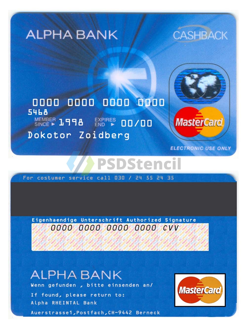 Mastercard Alpha Bank Credit Card阿尔法银行万事达信用卡PS/PSD模板-九流网络
