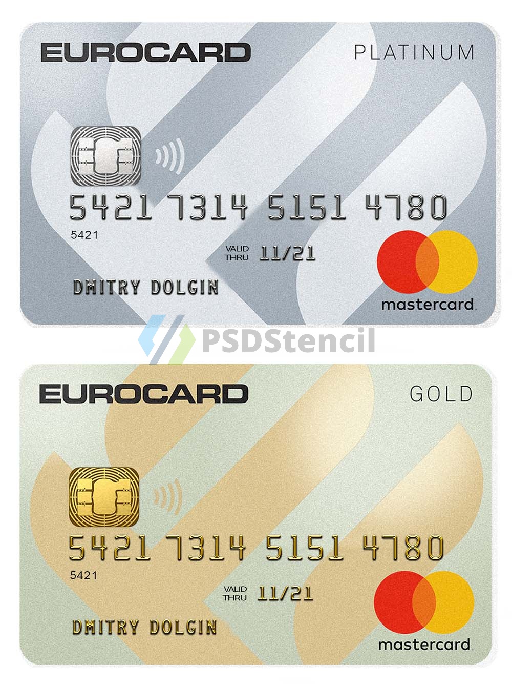 Mastercard Eurocard Platinum&Gold Card欧洲万事达铂金卡PS/PSD模板-九流网络