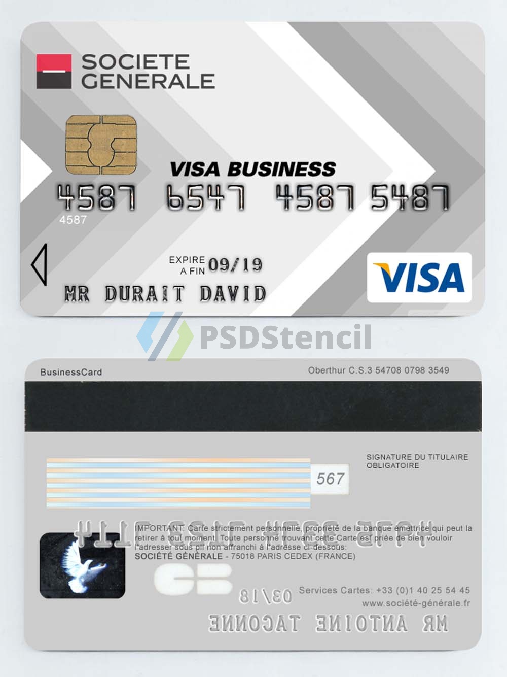 Societe Generale Bank Visa Card法国兴业银行维萨卡PS/PSD模板-九流网络