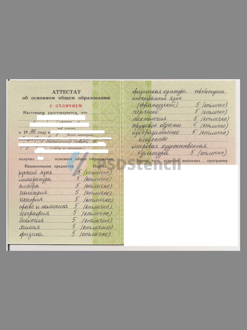 Russian School Certificate俄罗斯中学毕业证书PS/PSD模板-九流网络